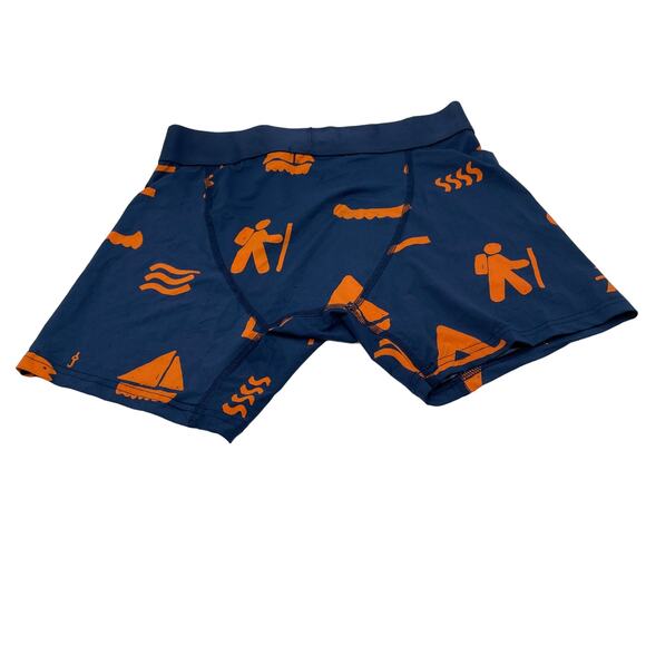 Pair Of Thieves Men's Boxer Briefs Small Blue W/ Orange Camping Icons - Picture 2 of 3